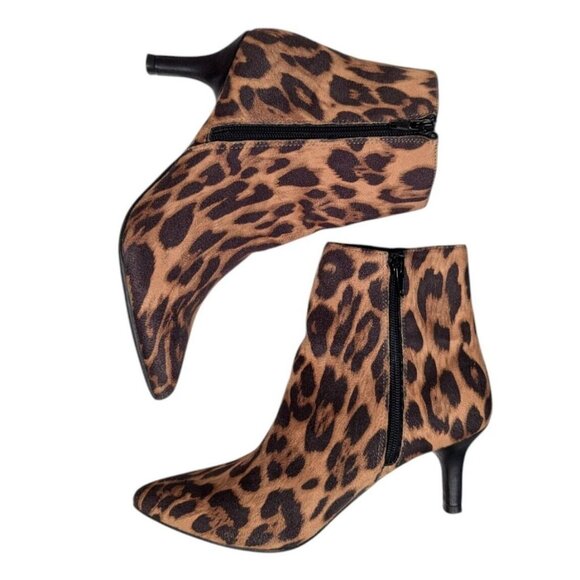 Rampage Womens Cheetah Ankle‎ Booties 7M Teeny Pointed Toe Kitten Heel Mob Wife - Picture 3 of 14